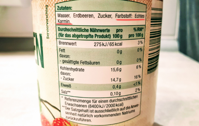 Inhaltsstoffe Dose Erdbeeren von Beste Ernte